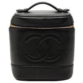 Chanel CC Caviar Vanity Bag Schwarz