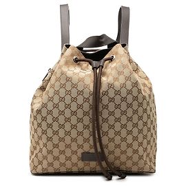 Beige Gucci GG Canvas Drawstring Backpack
