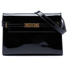 Borsa a tracolla Manhattan Medium in vernice nera Saint Laurent