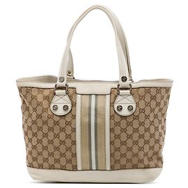 Tote Gucci Small GG Canvas Web Libeccio Sunset Beige