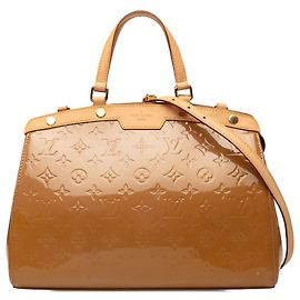 Bolso Satchel Louis Vuitton Monogram Vernis Brea Beige