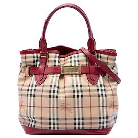Burberry Haymarket Check Golderton Satchel aus beschichtetem Canvas in Beige
