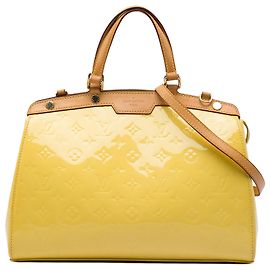 Borsa Satchel Louis Vuitton Monogram Vernis Brea MM Gialla