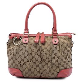 Borsa Satchel Gucci GG Canvas Sukey Beige