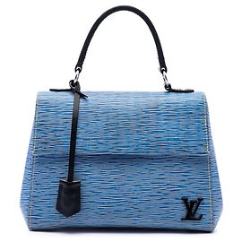 Borsa Satchel Louis Vuitton Cluny BB in pelle Epi Denim blu