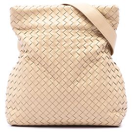 Borsa crossbody pieghevole Bottega Veneta in Nappa Intrecciato beige