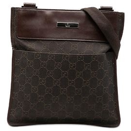 Borsa a tracolla Gucci GG Denim marrone
