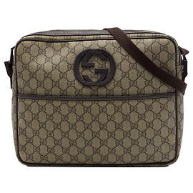 Borsa a tracolla Gucci GG Supreme Interlocking G beige