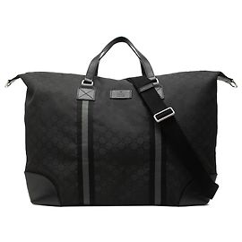Black Gucci XL GG Nylon Web Duffle Bag