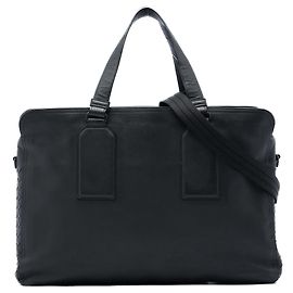 Bottega Veneta Business-Tasche aus schwarzem Nappa-Leder mit Intrecciato-Besatz