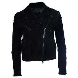Rag & Bone, giacca biker in camoscio nero