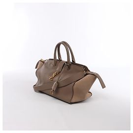 Saint Laurent Paris Downtown Cabas Borsa a mano 2Way in pelle e camoscio Beige 436832