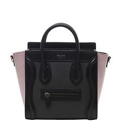 Céline Borsa Celine Luggage Nano in pelle e camoscio Nero x Rosa
