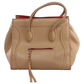 Céline Bolso de mano Celine Luggage Phantom de piel Beige x Red
