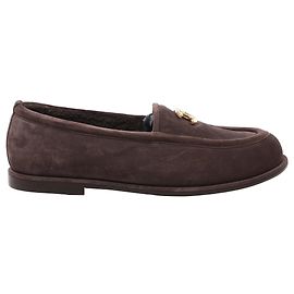 Mocassini Chanel CC logo in camoscio x shearling marroni, taglia 40.5 EU