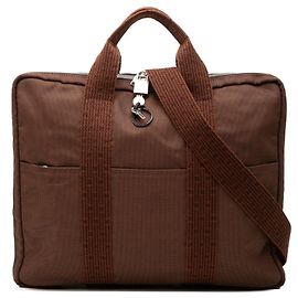Hermès Hermes Herline Brown Canvas Briefcase