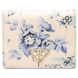 Prada Bi-fold Geldbörse mit Dreiecks-Logo-Plakette und Blumenprint