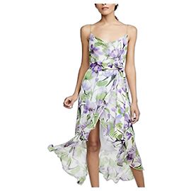 Alice + Olivia Abito midi con stampa floreale e orlo a volant