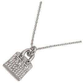 Hermès Collier Hermes Amulette Birkin Diamants en Or Blanc 18K