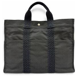 Hermès Saco Tote Hermes Herline MM Gray Canvas