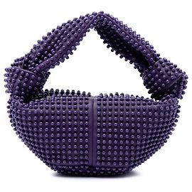 Bottega Veneta Mini Borsa Double Knot Borchiata in Vitello Viola