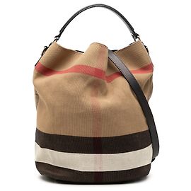 Borsa Satchel Ashby Burberry in tela House Check beige