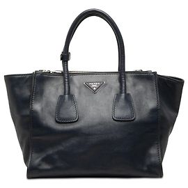 Bolso Prada Blue Glace Calf Twin Pocket de asa doble