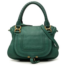 Chloé Marcie Satchel aus Leder in Grün, Größe Medium