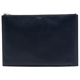 Saint Laurent Porta-tablets con cremallera Blue Grain De Poudre