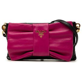 Clutch Prada Black Bicolor Nappa Fiocco Bow Clutch on Strap