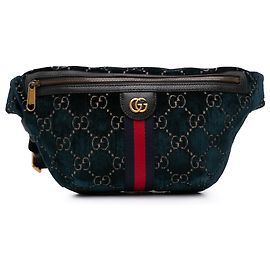 Borsetta cintura Gucci Ophidia in velluto blu GG