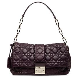 Borsa a tracolla Dior New Lock in pelle d'agnello Cannage viola