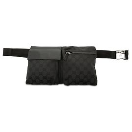 Borsa cintura Gucci in tela GG nera con doppia tasca