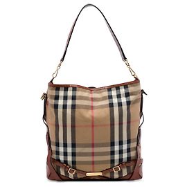 Burberry Gosford Bridle Satchel aus House Check Canvas in Beige