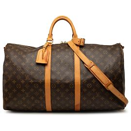 Louis Vuitton Brown Monogram Keepall Bandouliere 55