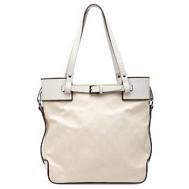 Sac cabas Gucci en toile GG blanche