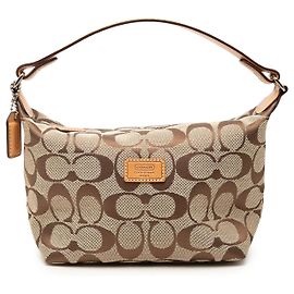 Borsa Coach Beige Canvas Signature Sufflette