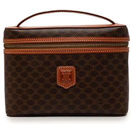 Céline Celine Brown Macadam Coated Canvas Vanity Bag