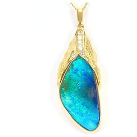Autre Marque Collana in oro giallo 18K con diamante e opale