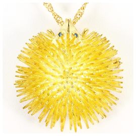 Autre Marque Collar de oro amarillo de 18K con diamante azul tratado