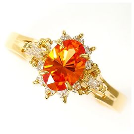 Autre Marque Bandring aus 18K Gelbgold mit Diamant und Saphir