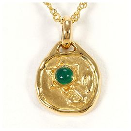 Autre Marque 18K Gelbgold-Halskette mit Chalcedon-Karte