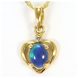 Autre Marque Collana in oro giallo 18K con opale nero e diamante
