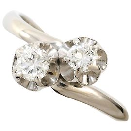 Autre Marque Platin-Bandring mit Diamant