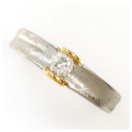 Autre Marque Ehering aus PT900 Platin und 18K Gelbgold mit Diamant