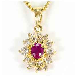 Autre Marque 18K Yellow Gold Necklace with Ruby and Diamond