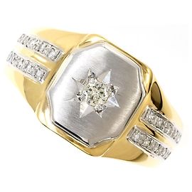 Autre Marque Anello fede in platino PT900 e oro giallo 18K con diamante da 0,20ct