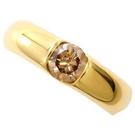 Autre Marque Anello a fascia in oro giallo 18K con diamante brown
