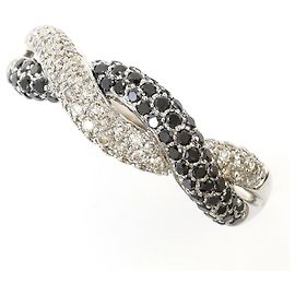 Autre Marque Bandring aus 18K Weißgold mit schwarzem Diamanten