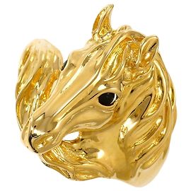 Autre Marque Ringband aus 18K Gelbgold mit Naturstein